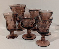 Fostoria Jamestown Amethyst Purple Footed Glasses Goblets Set of 6 Mixed Types