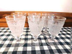 SET OF 6 WESTMORELAND PRINCESS FEATHER CLEAR GOBLETS, 5 3/4″