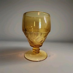 Viking Glass Georgian Low Water Goblets Amber Honeycomb Design Lot of 4 MCM