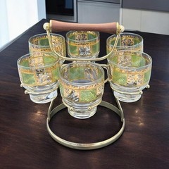 Culver’s Prado Barware Caddy Footed Cocktail Glasses Set Rocks Whiskey Vintage