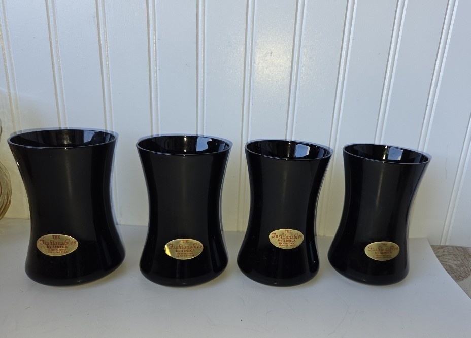 4 Morgantown Glass Seneca Fashionables Flat Tumblers In Ebony 13 oz