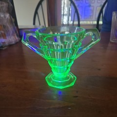 Vintage Indiana Glass Tea Room Green Open Sugar Bowl Depression Glass 1920s