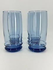 4 Vintage Anchor Hocking Saturn Blueberry Tumblers Drinking Glasses 1960s MCM VT