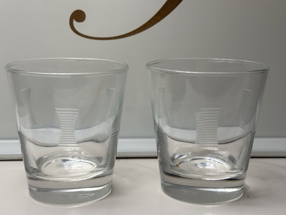 2 Vintage Libbey Etched Juice Glasses – Classic MCM Barware – Embassy Line