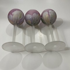 Rueven Art Nouveau Satin Wine Glasses Watercolor Hand Painted Set Of 3