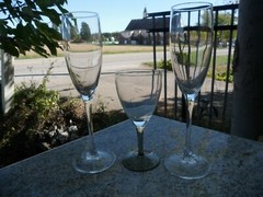 Silver Wine Glass Clear Mirror Smoke Gray Table Glass Stemware Stem Vtg Lot of 6