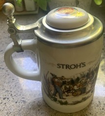 Stroh’s Bavaria Collection I Beer Stein & Pewter Lid German Bavarian Mug #20592