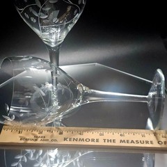 2 Colony Claridge Water Goblet 7.5″ etched plant crystal blown glass romantic vt