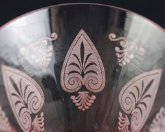 Fostoria Trojan Pink Tall Goblet, Vintage Elegant Etched Water Wine Glass 8 1/4″