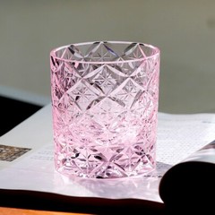 K9 Crystal Whiskey Glass Sparkling Rock Sharp Crystal Glasses 7oz Pink Art Gift