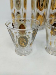 Gold Queen Women Portrait Highball Mid Century MCM Cosmopolitan Bar Glasses VTG