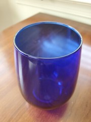 Vintage Cobalt Blue Glass Cup Candle Holder Tumbler Jar