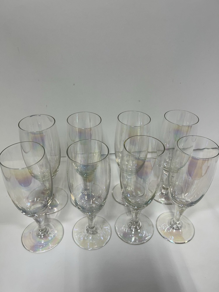 Vintage Wine Glasses Set of 8 Iridescent Very Delicate 2″x 6″