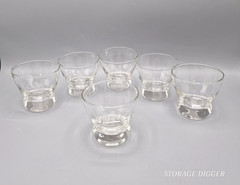 Vintage Clear Glass Custard Dessert Cups Rock Glasses Heavy Base Footed Set of 6