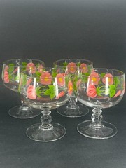 Set of 4 FRANCISCAN DESERT ROSE Stemmed Parfait Glasses – FRANCE 5.5″H Rare Vtg