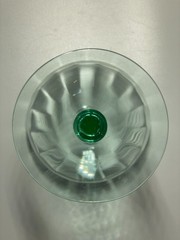 Vintage Tiffin Franciscan Crystal Champagne Coupe Optic Bowl Vivid Uranium Stem