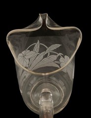 VIN 1950’s Etched Floral Pitcher and 4 Floral Tumblers Libbey Etched Glass