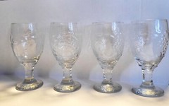 Libbey Fundamentals Harvest Fruit Set of 4 Clear Goblets 6.5” oz Vintage