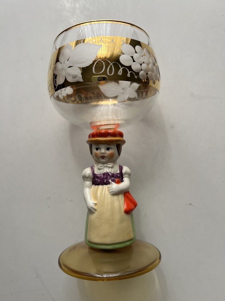 Goebel Hummel Wine Goblet Figurine Stem Woman Germany 5 3/8” Tall