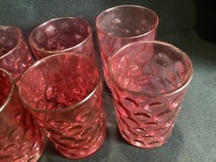 Lot of 10 Fenton Cranberry Glass 4” Tumblers Thumbprint Spot Coin Dot Optic