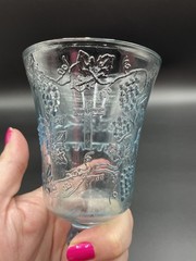 Vintage Tiara Chantilly Blue Lord’s Last Supper & Cross Wine Goblet 7″