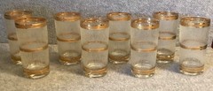MCM Culver Icicle Pattern 22K Gold Highball Glasses Set of 5 Tumblers Highball