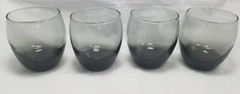 Classic Set of 4 Mid Century Modern Roly Poly Gray Smoke 12 Oz. Glasses Barware