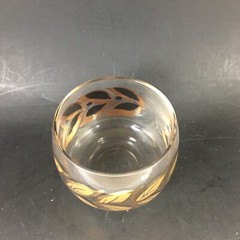 Vintage CERA Glass Clear Roly Poly 60’s Bar Glass 22K Gold Trim Service Cup USA