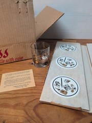 6 – MCM Osborne Kemper Thomas On the Rocks Glasses Barware W/ 12 Coasters 1950’s