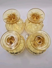 VTG 4 Tiffin Franciscan Cornsilk Yellow Goblet Champagne/Sherbet Glasses