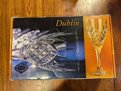 Dublin Set of Four 9oz 24% Lead Crystal Goblets by Godinger Shannon NOS