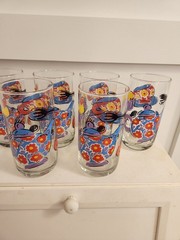 6 Vintage Libbey TUMBLERS 5 3/4″ TEAPOT 🫖 CUP CUPCAKE PARTY FLOWERS GLASSES