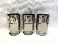Clear Glass/Large Silver Band-Small-3 In./Footed/Stackable Tumbler Set (Qty. 6)