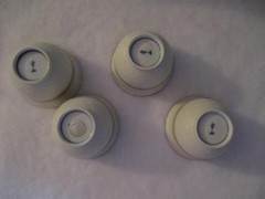 4 Piece Set of Japanese Sake Cups Off White Brown, Blue, Orange and Yellow EUC