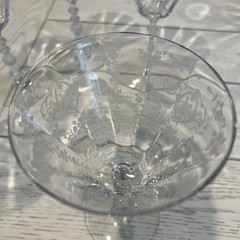 4 Beautiful Vintage Cambridge Glass Diane Pattern Floral Etched Goblets 7 1/8”