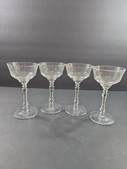 4 Vintage Rock Sharpe Arctic Rose Liquor/Cocktail Glasses 5.75″ Etched Floral