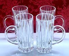 MIKASA MARQUIS (4) DEEP CUT CRYSTAL ~ BEER STEIN TANKARD GLASSES GR84 CHRISTMAS