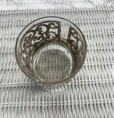 MCM Signed George Briard’s Double Old Fashion Glass Spanish Scroll 22k Filigree