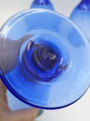 3 Libbey Cobalt Teardrop Blue Mediterranean 12 Oz. Iced Tea Glasses Goblets