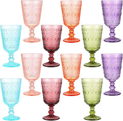 Wine Glasses Set of 12 Vintage Goblet 9 Oz Vintage Colored Glass Goblet Beverage