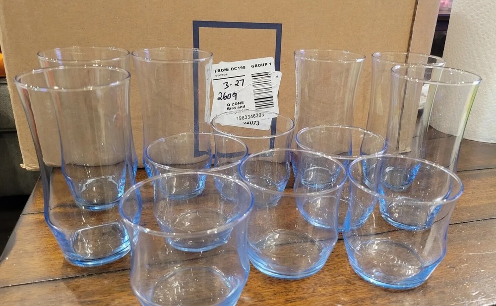 Libbey Misty Blue 17oz Cooler Glasses Qty of 6 and 13oz D.O.F. glasses qty of 6