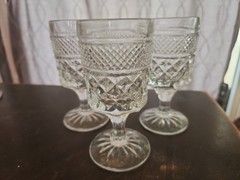 Set Of 3 Vintage Anchor Hocking Wexford Stemmed Wine Goblets Glasses 5.5″ Tall