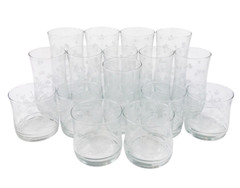 1970’s Beverage Glasses 16 Vintage Flower Power Toscany Tumblers Crystal 70s Cup