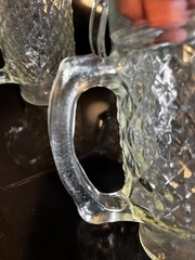 Vtg 6 Anchor Hocking Root Beer/Beer Mugs Quilted Diamond Point Pattern 12 oz