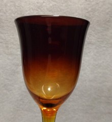 Vtg Red/Amber/Honey Hand-Blown Wine Goblet 8.5″ Pontil Scar. BEAUTIFUL. Named??