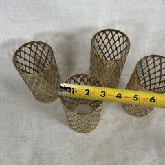 Vtg MCM Set 4 Glasses Sekai Ichi Gold By Imperial Glass Old Fashioned Tumbler