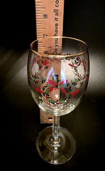 (486) Vintage Libbey Christmas Holly Wreath With Ribbon Wine Glasses Set Of 4
