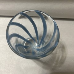 Vintage Blue Ribbon Swirl Bar Glass 4 Inch