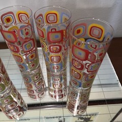 MCM Atomic Set Of Four Geometric Design Glasses 60s 