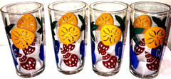 Vintage Libbey Glass Tumblers SET OF 4 Bright Colorful Sea Shells 6 1/4″ T 20 oz